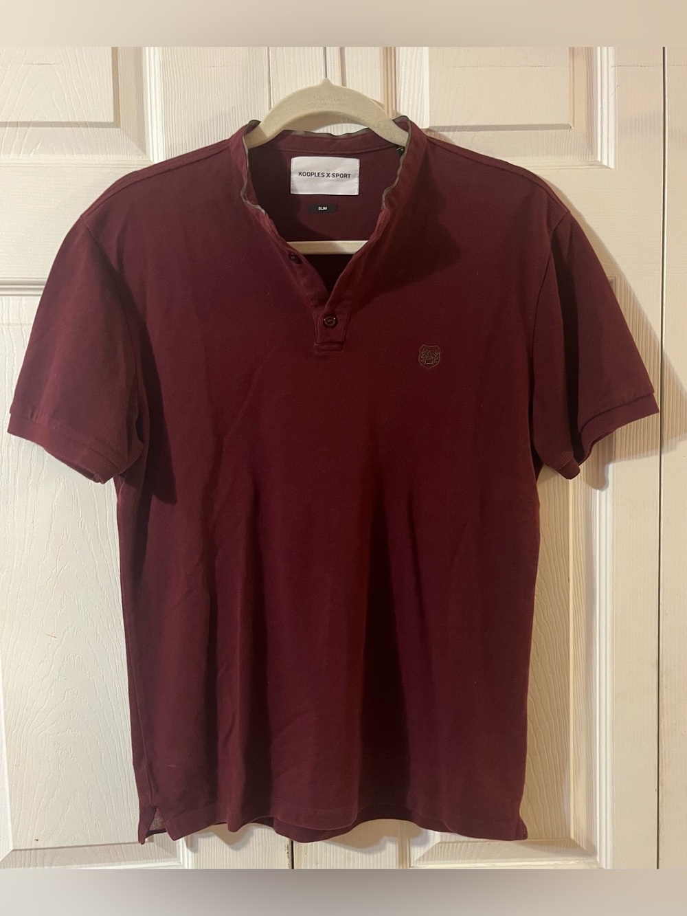 Kooples X Sport Burgundy Two Button Shirt Short Sleeve Size Small